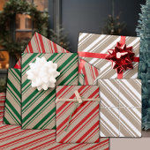 Rustic Kraft Groen Rood Wit Snoep Strepen Inpakpapier Vel