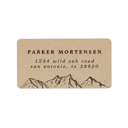 Rustic Kraft Hand-door de hand getrokken Bergen Etiket (Voorkant)