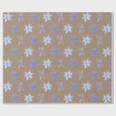 Rustic Kraft Hand Drawn Periwinkle Blue Snowflakes Cadeaupapier (Vlak)