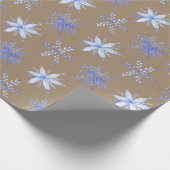 Rustic Kraft Hand Drawn Periwinkle Blue Snowflakes Cadeaupapier (Hoek)