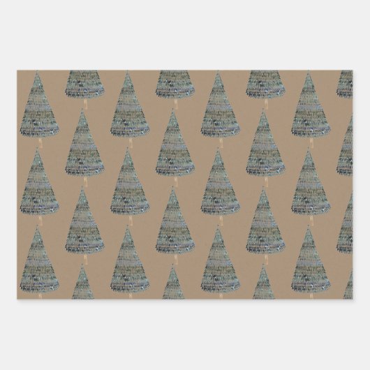 Rustic Kraft Hand Pine en Spruce Trees Inpakpapier Vel (Voorkant 2)