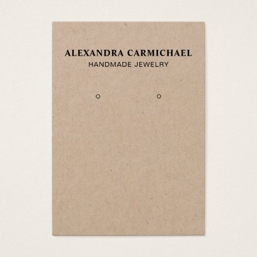 Rustic Kraft Handmade Jewelry Earring Display Kaar Visitekaartje (Voorkant)