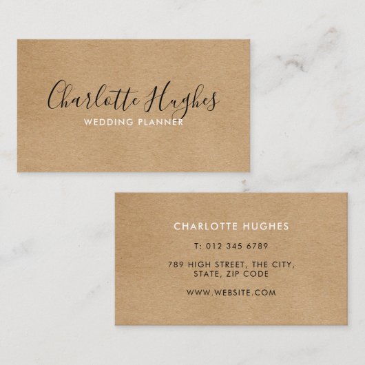 Rustic Kraft Handtekening Visitekaartje (Voorkant / Achterkant)