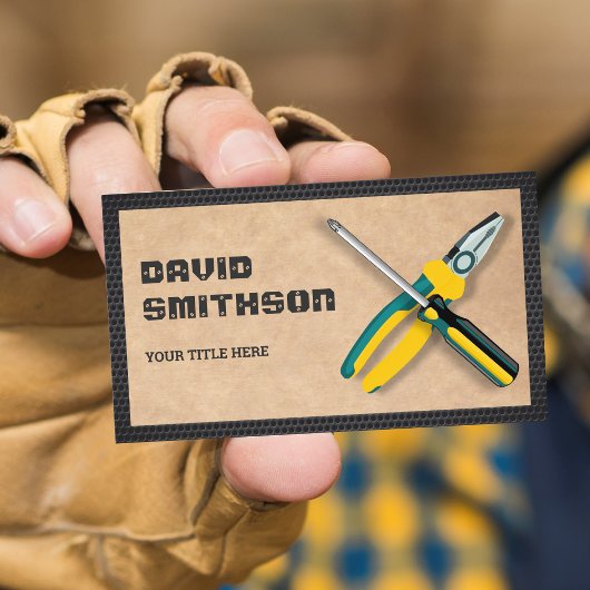 Rustic Kraft Handyman Repair Tools — elektricien Visitekaartje