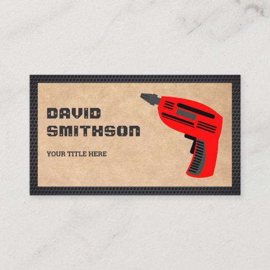 Rustic Kraft Hardware Power Tool Red Drift Machine Visitekaartje (Voorkant)