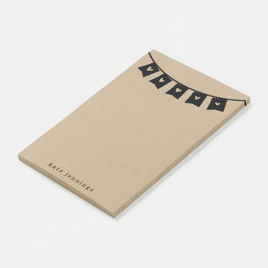 Rustic Kraft Heart Bunting Post-it® Notes (Schuin)