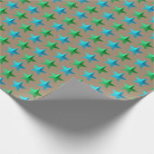 Rustic Kraft Heldergroene Blauwe Sterren Cadeaupapier (Hoek)