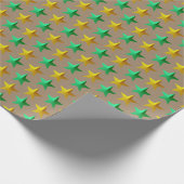 Rustic Kraft Heldergroene Gouden Sterren Cadeaupapier (Hoek)