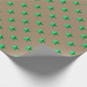 Rustic Kraft Heldergroene Sterren Cadeaupapier (Hoek)