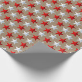 Rustic Kraft Helderrode witte sterren Cadeaupapier (Hoek)