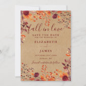 Rustic Kraft Herfst Autumnal Bloemen Huwelijk Save The Date (Voorkant)