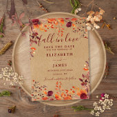 Rustic Kraft Herfst Autumnal Bloemen Huwelijk Save The Date
