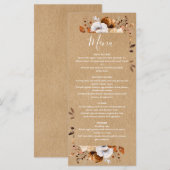 Rustic Kraft Herfst Herfst Bloemen Huwelijk Menu (Voorkant / Achterkant)