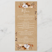 Rustic Kraft Herfst Herfst Bloemen Huwelijk Menu (Voorkant)