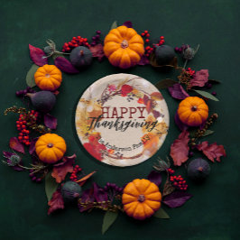 Rustic Kraft Herfstkrans Familie Thanksgiving Papieren Bordje