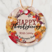 Rustic Kraft Herfstkrans Thanksgiving-diner Bedankjes Labels (Voorkant)
