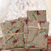 Rustic Kraft Holiday Highbush Cranberries Inpakpapier Vel