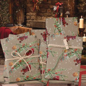 Rustic Kraft Holiday Highbush Cranberries Inpakpapier Vel