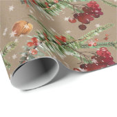 Rustic Kraft Holiday Highbush Cranberries & Spruce Cadeaupapier (Rol Hoek)