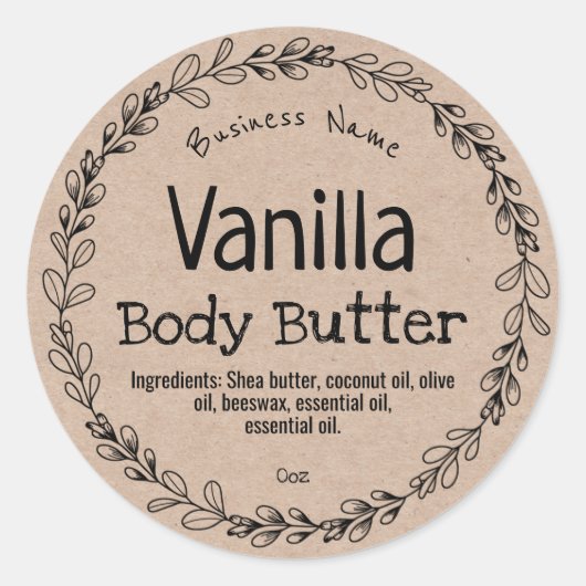 Rustic Kraft Homemade Product Labels (Voorkant)