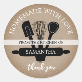 Rustic Kraft Homemade with Love Bedankt Ronde Sticker