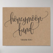 Rustic Kraft Honeymoon Fund Wedding Sign Poster (Voorkant)