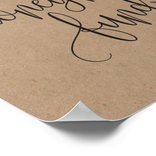 Rustic Kraft Honeymoon Fund Wedding Sign Poster (Hoek)