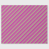 Rustic Kraft Hot Pink Stripes Vakantie Cadeaupapier (Vlak)