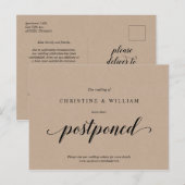 Rustic Kraft, huwelijksuitnodiging uitgesteld Briefkaart (Voorkant / Achterkant)