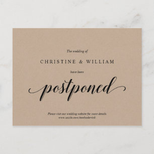 Rustic Kraft, huwelijksuitnodiging uitgesteld Briefkaart