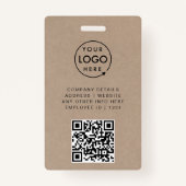 Rustic Kraft ID Kaart | Modern Photo Employee QR Badge (Achterkant)