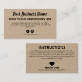 Rustic Kraft Ingredients Instructions Visitekaartje (Voorkant / Achterkant)