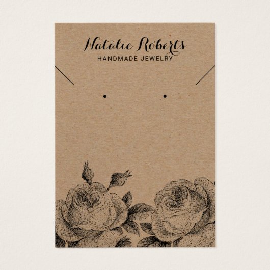 Rustic Kraft Jewelry Ketting Floral Display Visitekaartje (Voorkant)