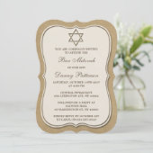 Rustic Kraft Jewish Star van David Bar Mitzvah Kaart (Staand voorkant)