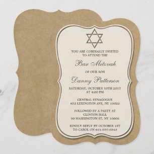 Rustic Kraft Jewish Star van David Bar Mitzvah Kaart