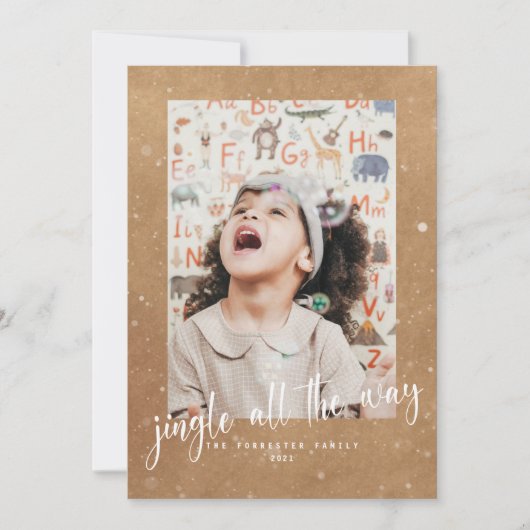 Rustic Kraft Jingle All The Way Script 2 Foto Kaart (Voorkant)