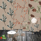 Rustic Kraft Juniper Pine Cones Ilex Berries Inpakpapier Vel
