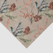 Rustic Kraft Juniper Pine Cones Ilex Berries Tissuepapier (Detail)