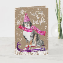 Rustic Kraft Kerst & Mooie Hond Gaat Sneeuwsleeën