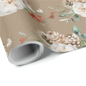 Rustic Kraft-kerstbloemen Sprigs & Berries Cadeaupapier (Rol Hoek)