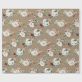 Rustic Kraft-kerstbloemen Sprigs & Berries Cadeaupapier (Vlak)