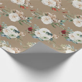 Rustic Kraft-kerstbloemen Sprigs & Berries Cadeaupapier (Hoek)