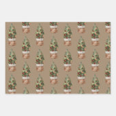Rustic Kraft-kerstbomen in een mand Inpakpapier Vel (Voorkant 3)