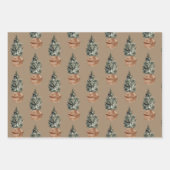 Rustic Kraft-kerstbomen in een mand Inpakpapier Vel (Voorkant 2)