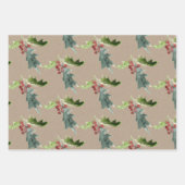 Rustic Kraft kerstFloral Holly Red Berries Inpakpapier Vel (Voorkant)