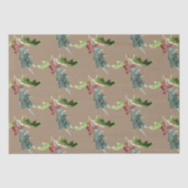 Rustic Kraft kerstFloral Holly Red Berries Tissuepapier