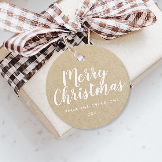Rustic Kraft-kersthandschrift Bedankjes Labels