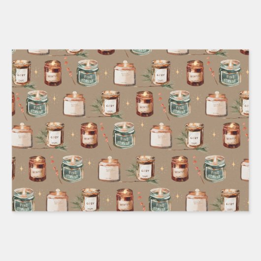 Rustic Kraft-kerstkaarsen Inpakpapier Vel (Voorkant 3)