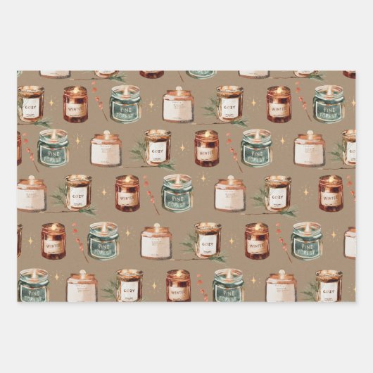 Rustic Kraft-kerstkaarsen Inpakpapier Vel (Voorkant)