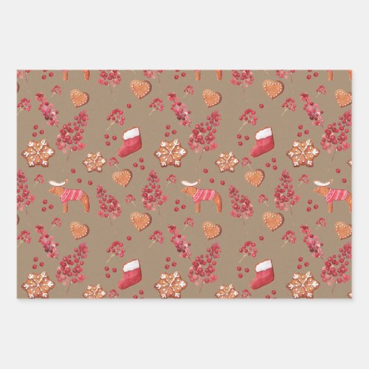 Rustic Kraft kerstkoekjes en koekjes Inpakpapier Vel (Voorkant 2)